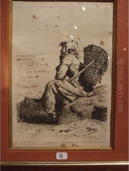 Pecheuses A Veulves En Caux Oil Painting by Pierre Billet