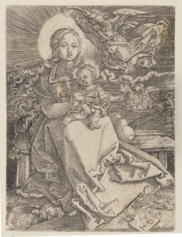 The Virgin Crowned By An Angel (b. 37; Holl. 54) Oil Painting by Jacob Binck