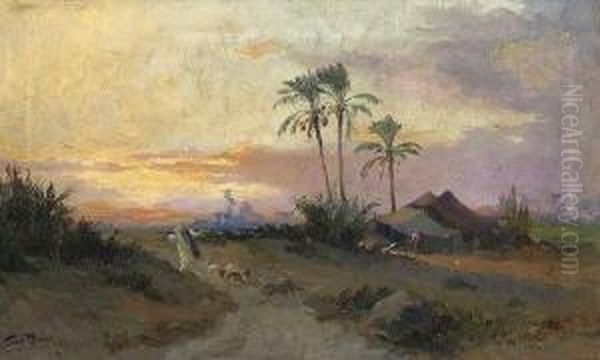 Beduinenlager In Der
 Oase. Oil Painting by Tony Binder