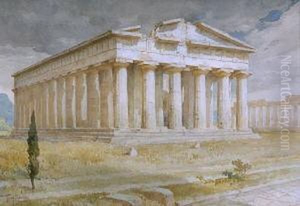 Der Poseidon-tempel In
 Paestum. Oil Painting by Tony Binder