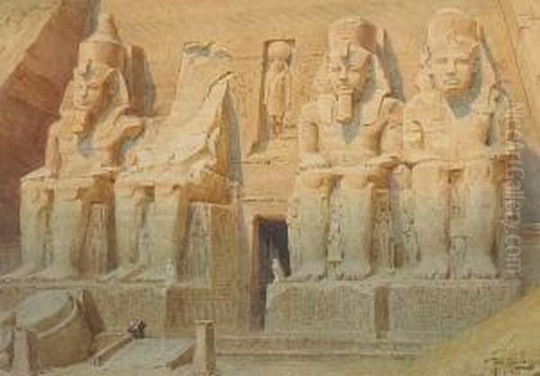 Der Felsentempel In Abu
 Simbel. Oil Painting by Tony Binder