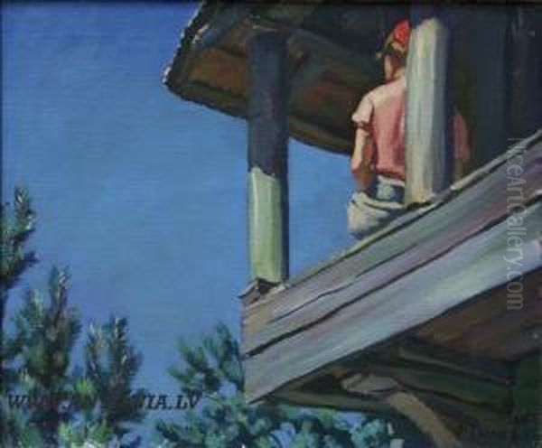 To Granary Oil Painting by Jekabs Bine