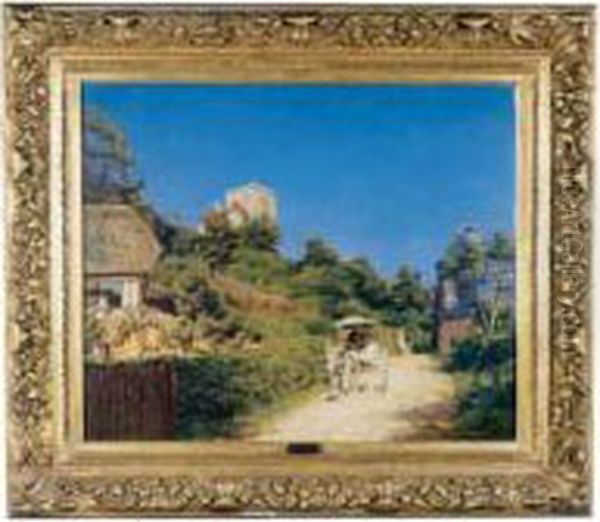 Caleche Aux Environs De Quilleboeuf Oil Painting by Victor-Jean-Baptiste-Barthelemy Binet