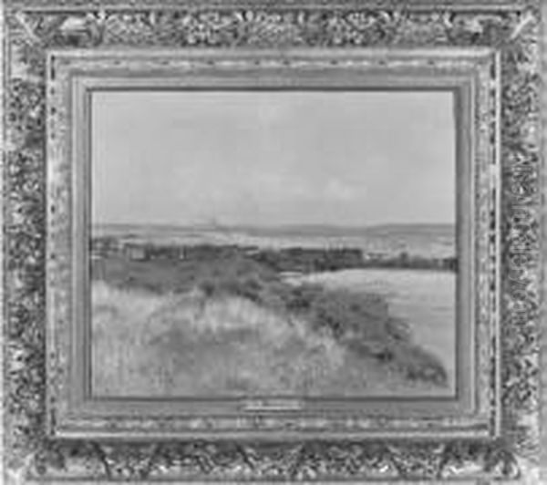 La Vallee De La Seine. Huile Sur
 Toile, Signee En Bas A Gauche. Haut. : 41,5 Cm - Larg. : 50 Cm Oil Painting by Victor-Jean-Baptiste-Barthelemy Binet