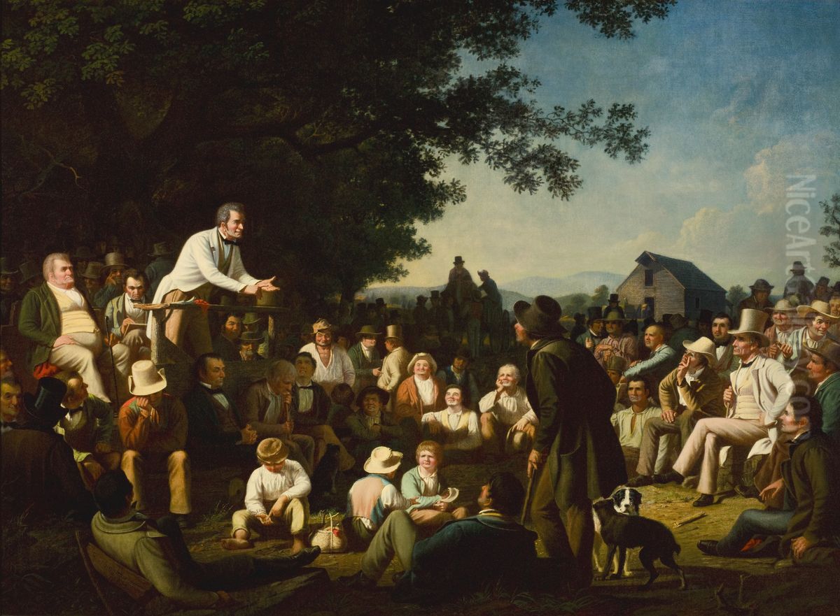 Stump Speaking Oil Painting by George Caleb Bingham