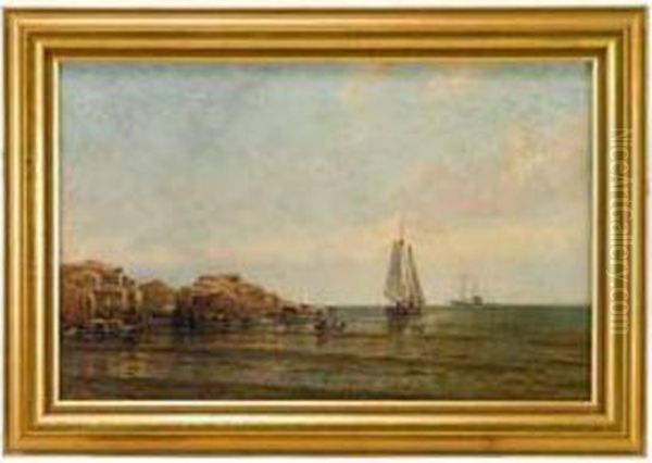 Marine Scene Oil Painting by Thomas Birch