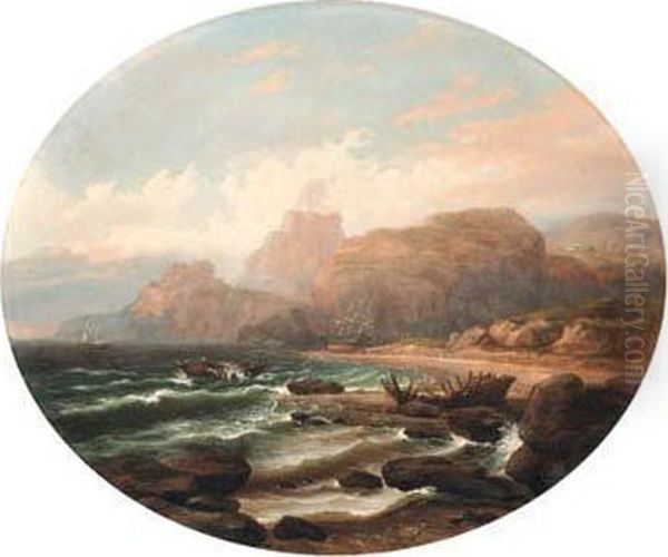 Treacherous Cove
Signed And Dated Indistinctly 't. Birch 18**' (lower Right) Oil Painting by Thomas Birch