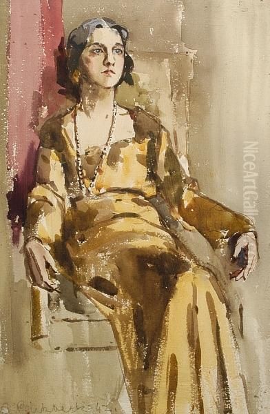 Portrait Of A Seated Lady Oil Painting by Geoffrey Birkbeck