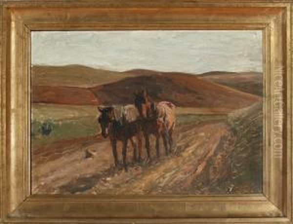 A Harvest Scenery, Autumn Oil Painting by Jens Birkholm