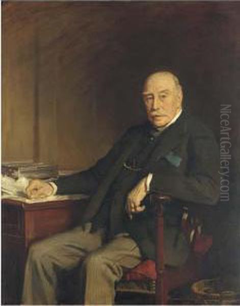 Portrait Of Charles Edward Barnett, Seated Oil Painting by Oswald Hornby J. Birley