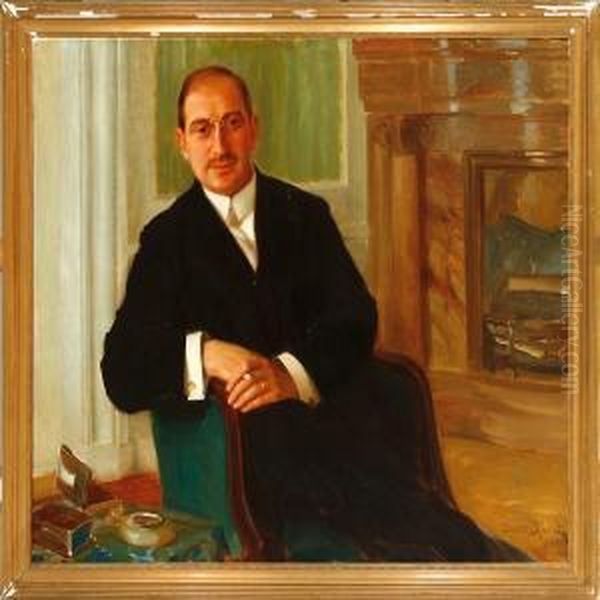 Portrait Of Johan Levin Oil Painting by Gustav Oscar Bjorck