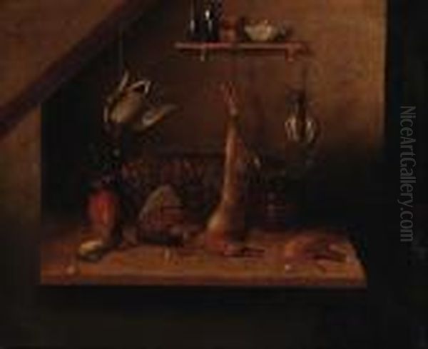 Dead Game Hanging In A Larder Oil Painting by Benjamin Blake