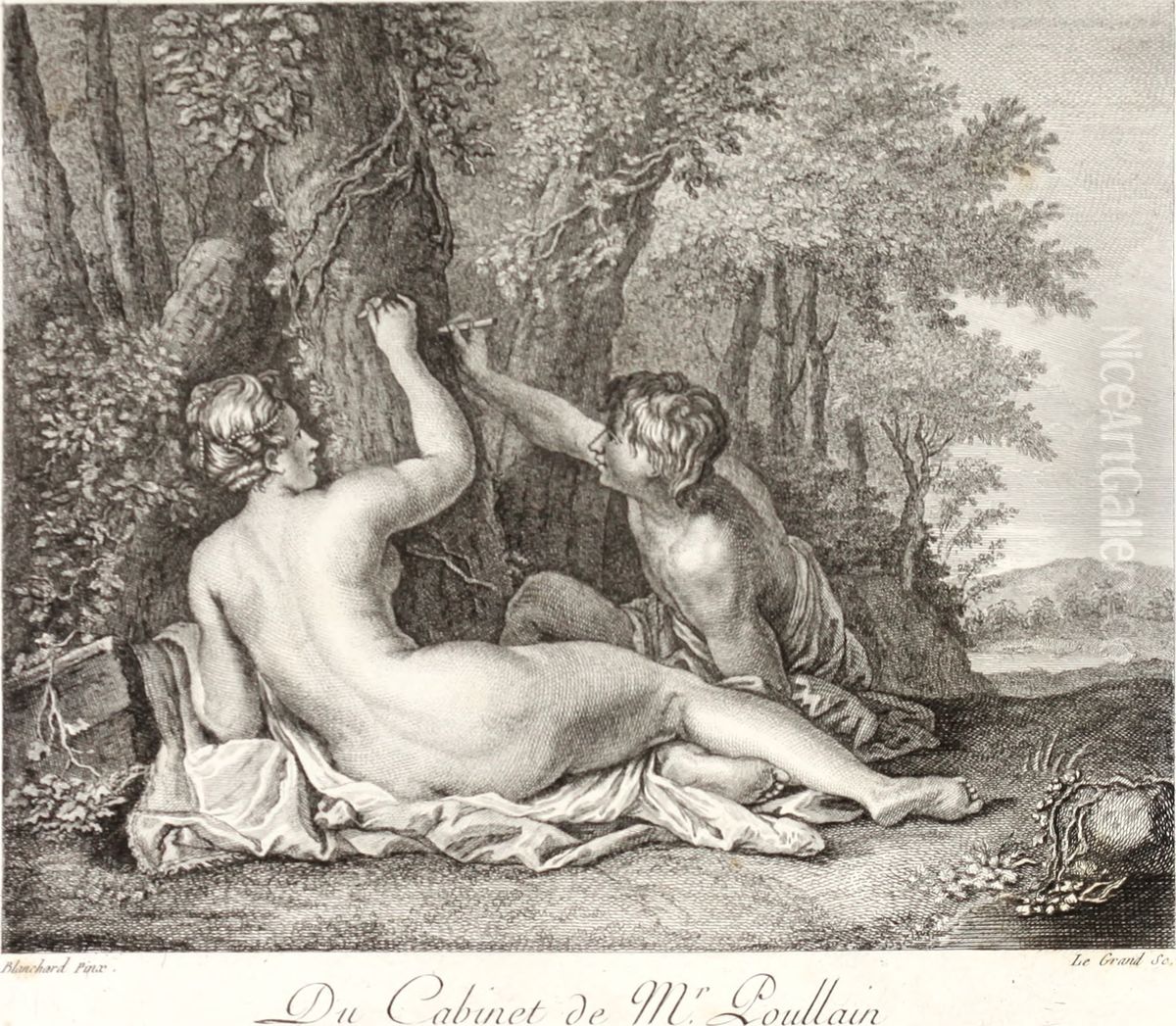 Angelica And Medoro Oil Painting by Jacques Blanchard