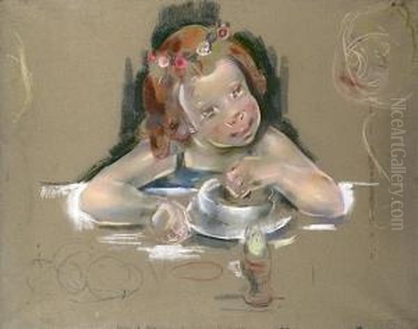 Portrait De Petite Fille Oil Painting by Maria Blanchard