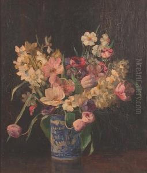 Tulips And Daffodils In A Vase Oil Painting by Emily Beatrice Bland