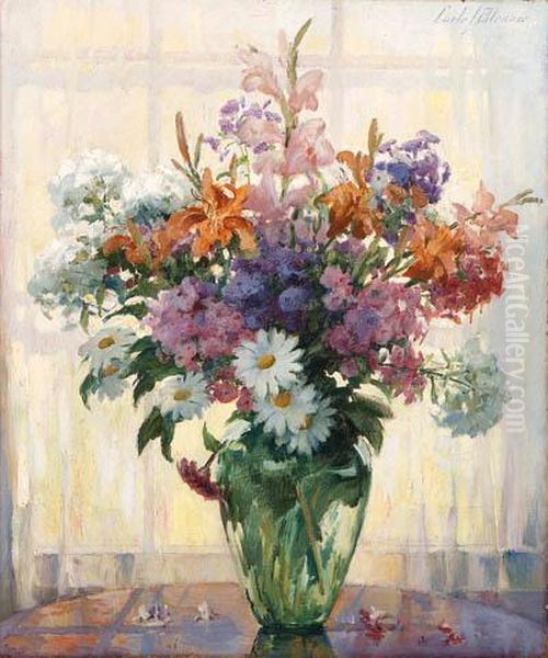 Daisies, Phlox And Tiger Lilies Oil Painting by Carle Joan Blenner