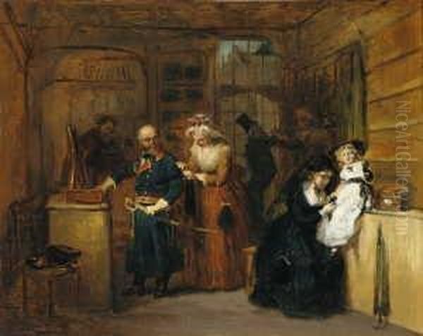 Die Gunstige Gelegenheit. 
Trauer- Und Halbtrauerartikel In Einem Hollandischen Verkaufsraum Des 
18. Jahrhunderts. Oil Painting by David Bles