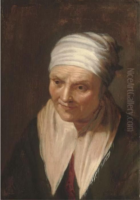 An Old Peasant Woman Wearing A White Cap Oil Painting by Hendrick Bloemaert
