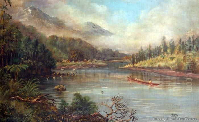 Pipiriki, Whanganui River Oil Painting by Charles Blomfield