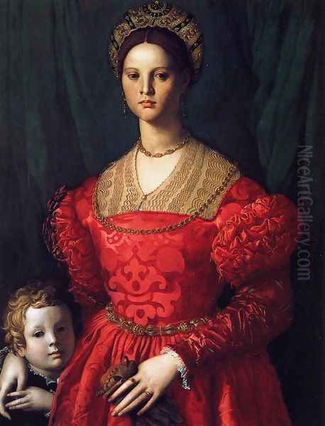 A Young Woman and her Little Boy Oil Painting by Agnolo Bronzino