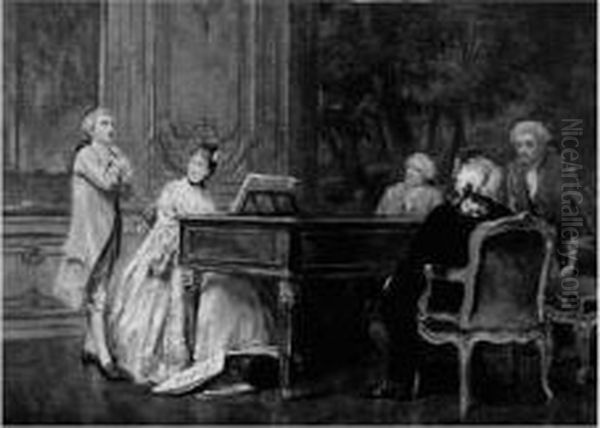 La Lecon De Piano Oil Painting by Maurice Blum