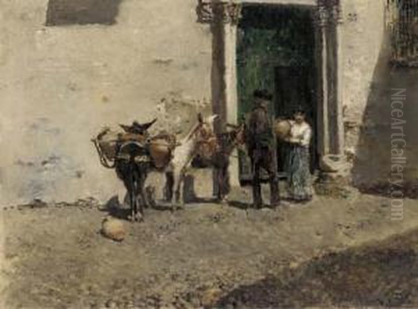 A Spanish Water Carrier (toledo) Oil Painting by Robert Frederick Blum