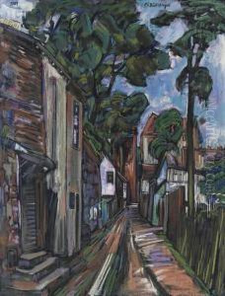 Strase Im Dorf Oil Painting by Peter August Bockstiegel