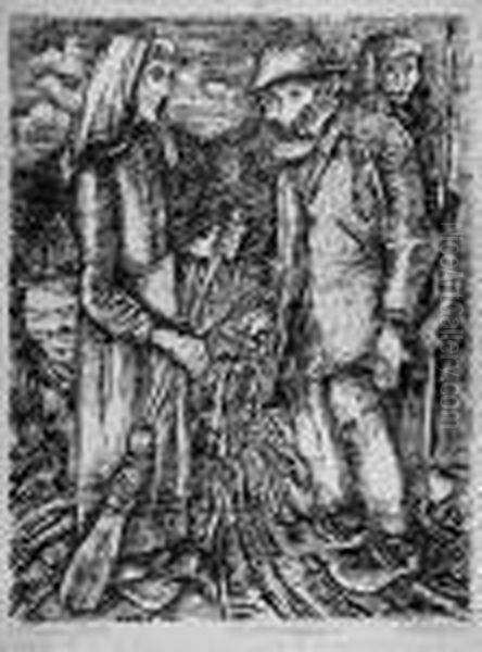 Meine Mutter Mit Nachb Oil Painting by Peter August Bockstiegel