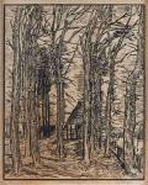 Westfalischer Bauernhof. Herbst Oil Painting by Peter August Bockstiegel