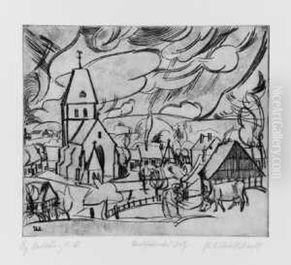 Westfalisches Dorf I Oil Painting by Peter August Bockstiegel