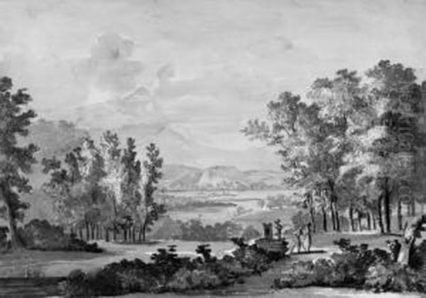 An Extensive Mountainous 
Landscape With A Town By A Lake; Anextensive Mountainous Landscape Near A
 River, Monticelli (?); Anextensive River Landscape With A Village On A 
Mountain; And A Viewof Tivoli Oil Painting by Nicolas-Didier Boguet