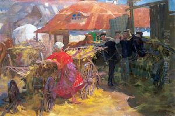 Zaloty, 1907 R. Oil Painting by Stanislaw Bohusz-Siestrzencewicz
