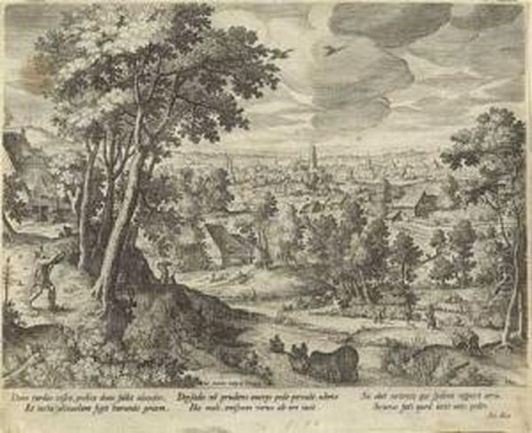 Stadtansicht Mit Fluslauf Im Vordergrund Oil Painting by Hans Bol