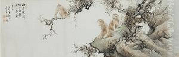 Monkeys Oil Painting by Yan Bolong