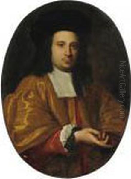 Ritratto Di Gentiluomo Con Cappello Nero E Abito Giallo Oil Painting by Sebastiano Bombelli