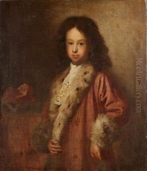 Portrait Of A Young Man, 
Three-quarter-length, In A Pink Fur-trimmed Coat And A White Embroidered
 Cravat Oil Painting by Sebastiano Bombelli