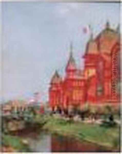 Le Pavillon De La Chine, Exposition Coloniale De Marseille Oil Painting by Maurice Bompard