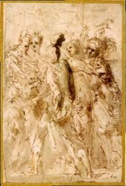 Martirio Di Una Santa Oil Painting by Perino Del Vaga (Pietro Bonaccors