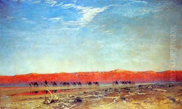 Salzkarawane am Toten Meer Oil Painting by Eugen Felix Prosper Bracht