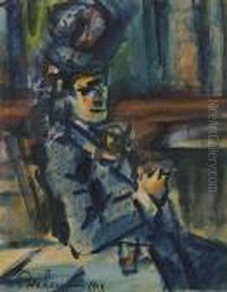 Jeune Femme Assise Devant La Table Oil Painting by Leon Bonhomme