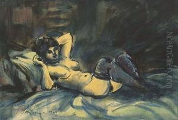 Nu Couche Oil Painting by Leon Bonhomme