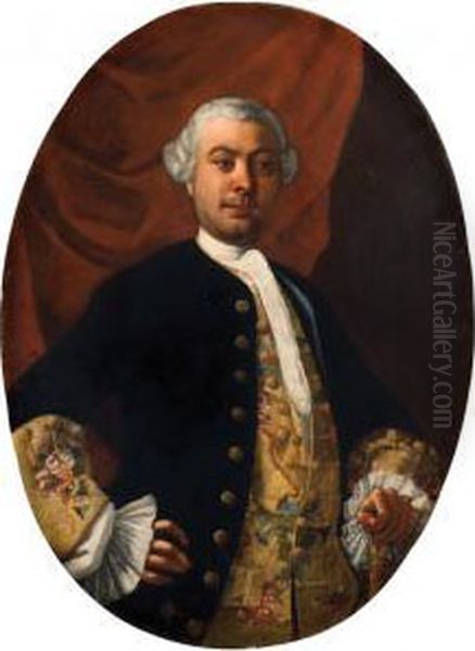 Ritratto Diagostino Ii Quaranta 
Del Galdo, Conte Di Barigazzo E Signore Difossalopara, A Tre Quarti Di 
Figura Oil Painting by Giuseppe Bonito