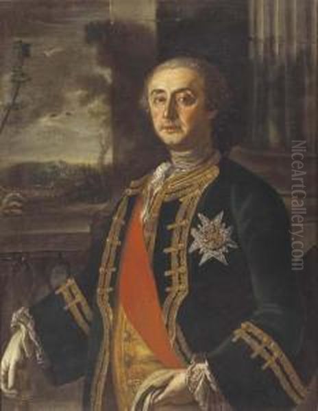 Ritratto Del Gentiluomo Antonio 
Spinelli, Principe Di Scalea Con Onoreficenza Dell'ordine Di San Gennaro Oil Painting by Giuseppe Bonito