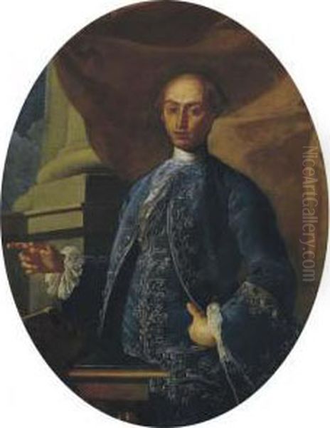 Ritratto Di Gentiluomo In Marsina Turchese Oil Painting by Giuseppe Bonito
