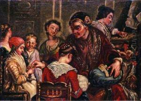 Scuola Di Ricamo Oil Painting by Giuseppe Bonito