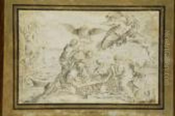 Alegoria Del Cardenal Antonio 
Barberini Con El Emblema De La Academia Parthenia A La Cual Pertenecio Oil Painting by Pietro Paolo Bonzi