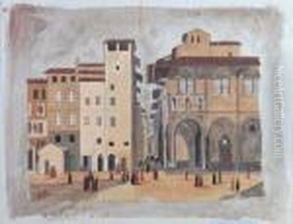 Veduta Di Via Deicalzaiuoli Oil Painting by Fabio Borbottoni