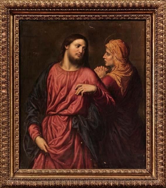 Gesu Si Congeda Dalla Madre Oil Painting by Paris Bordone