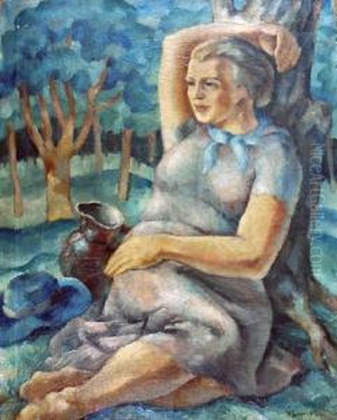 Odpoczywajaca Kobieta Oil Painting by Waclaw Borowski