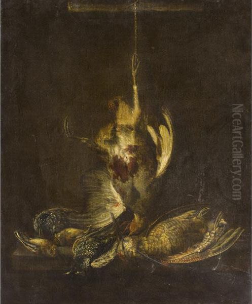 Natura Morta Di Cacciagione Con Uccelli Oil Painting by Felice Boselli